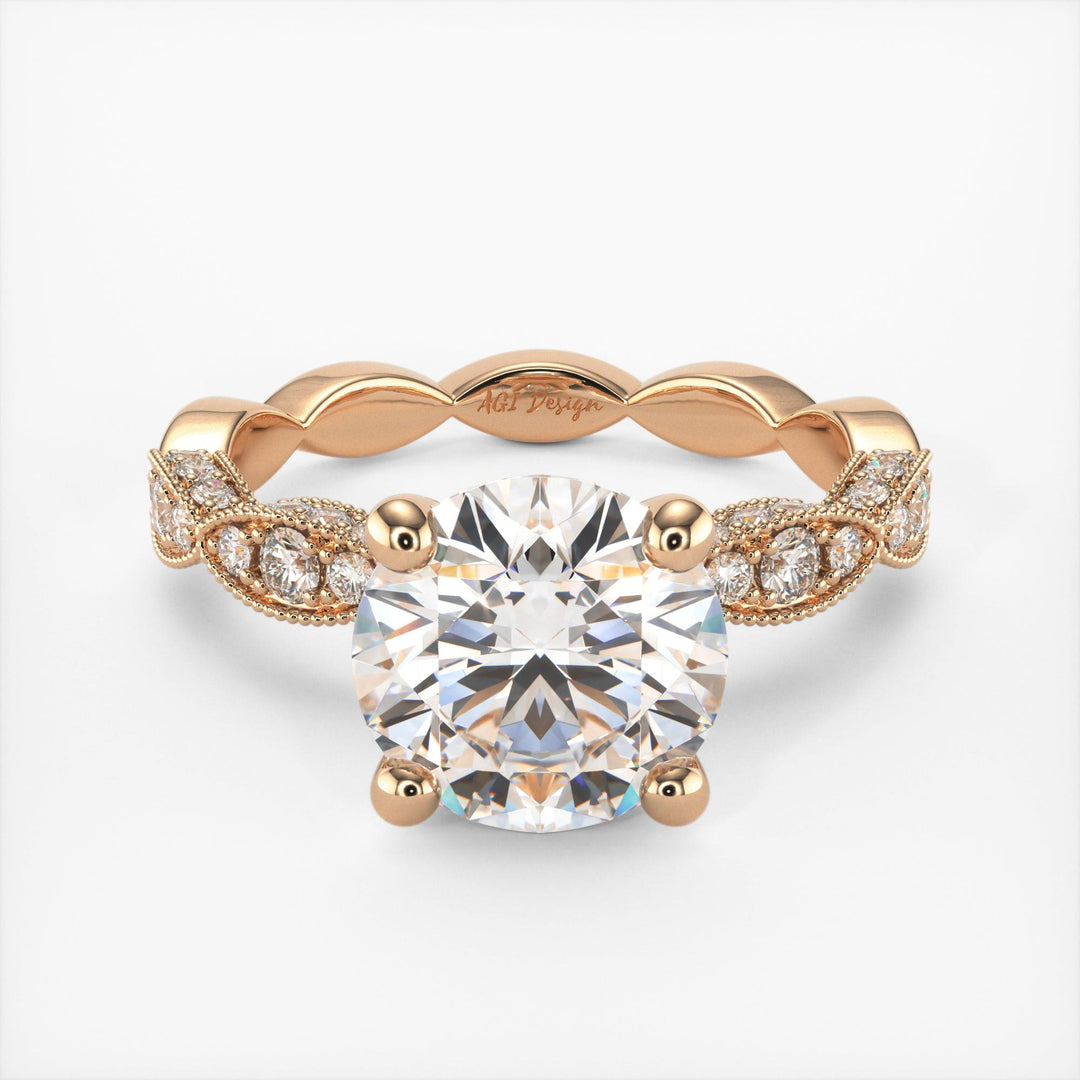 AGI Design Dana Round Lab Created Diamond Engagement Ring