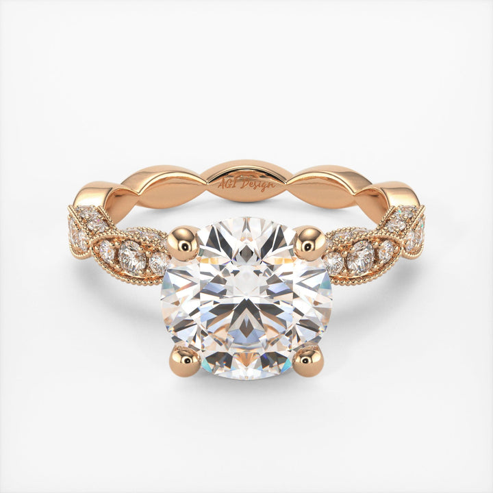 AGI Design Dana Round Lab Created Diamond Engagement Ring