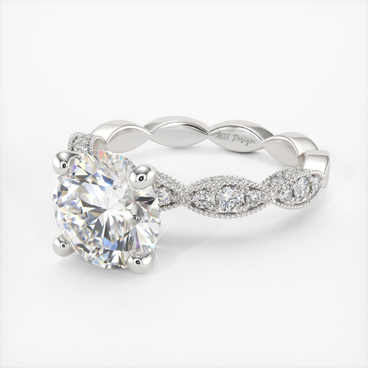 AGI Design Dana Round Lab Created Diamond Engagement Ring