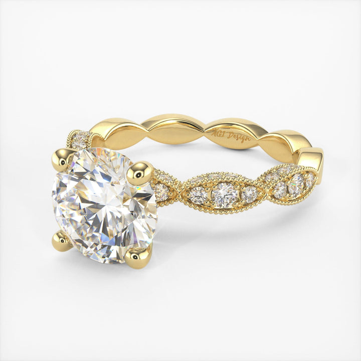 AGIDesignShop Dana Round Moissanite Engagement Ring