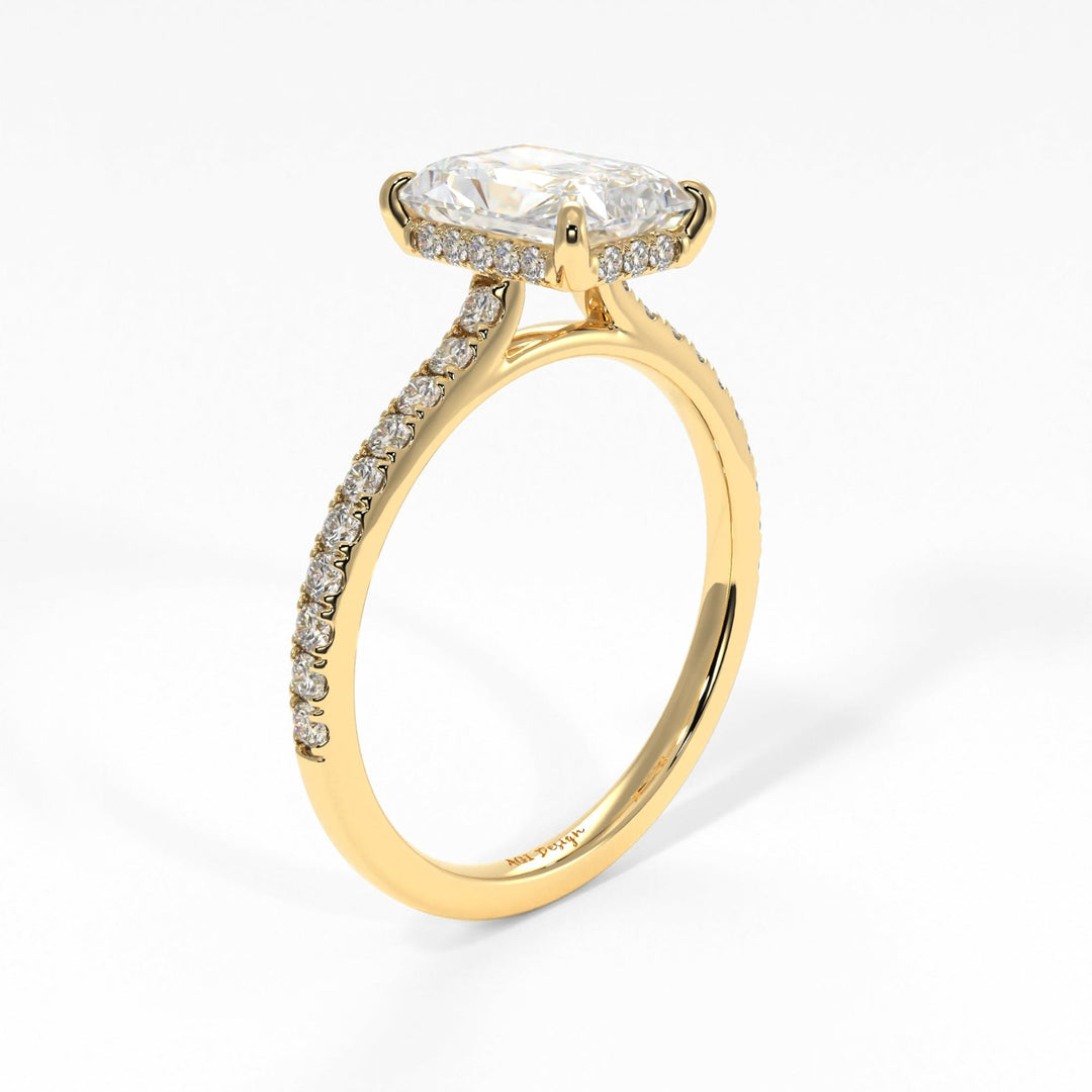 AGI Design Doris Radiant/Emerald Lab Created Diamond Engagement Ring