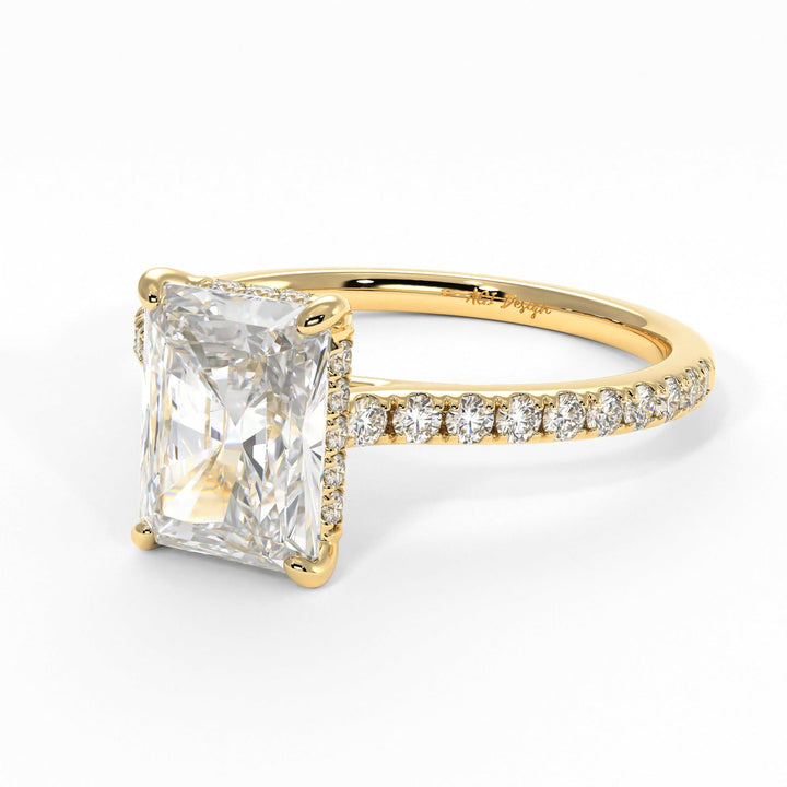 AGI Design Doris Radiant/Emerald Lab Created Diamond Engagement Ring