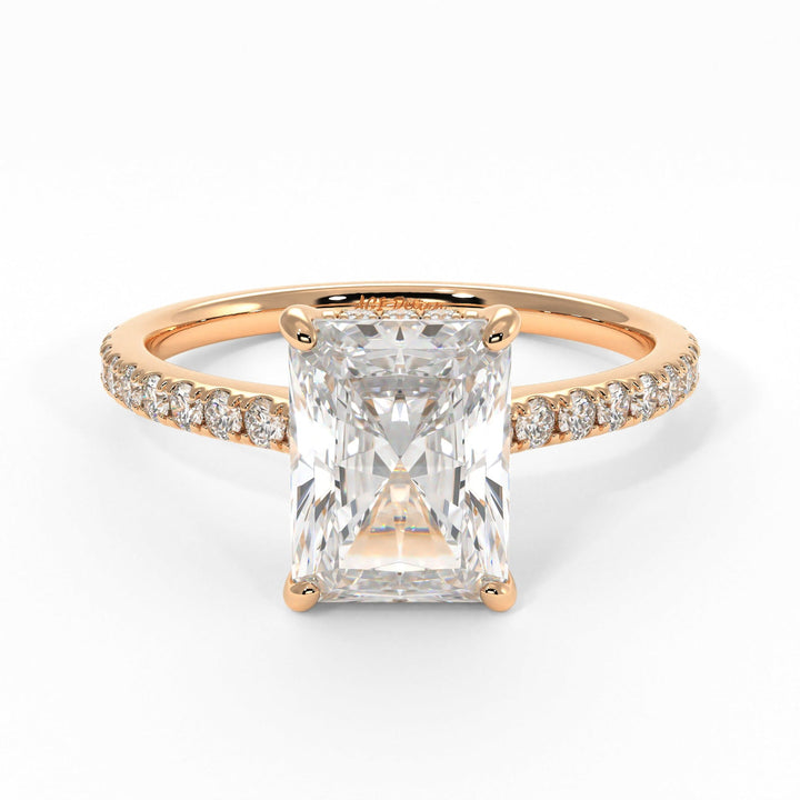 AGI Design Doris Radiant/Emerald Lab Created Diamond Engagement Ring