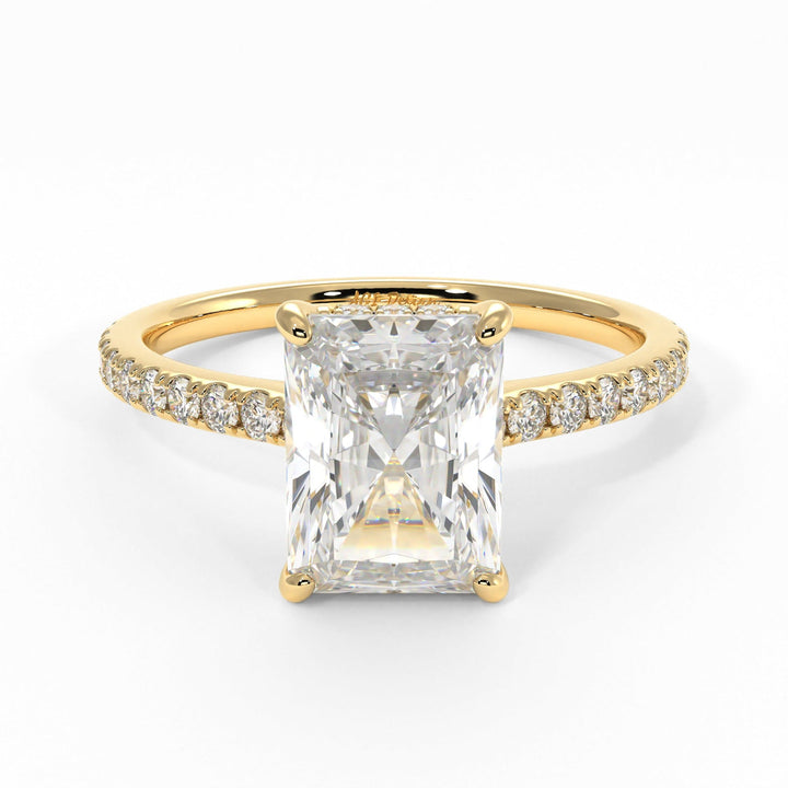 AGI Design Doris Radiant/Emerald Lab Created Diamond Engagement Ring