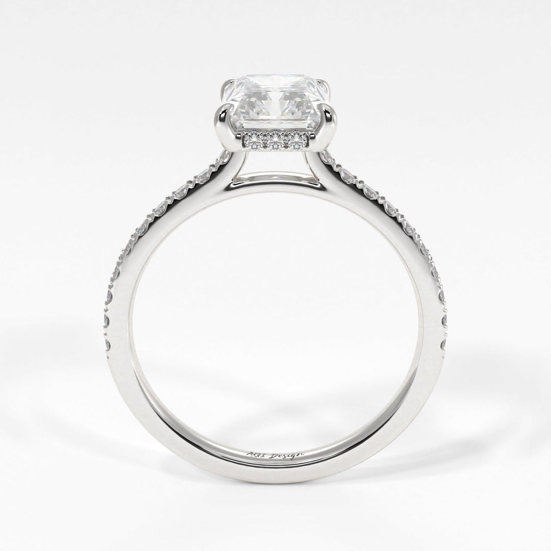 AGI Design Doris Radiant/Emerald Lab Created Diamond Engagement Ring