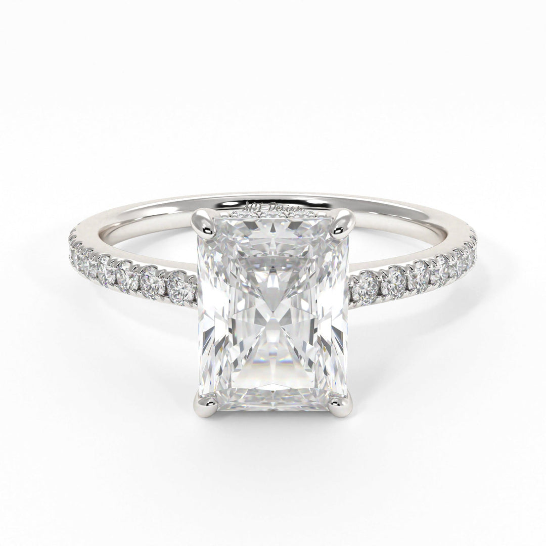 AGI Design Doris Radiant/Emerald Lab Created Diamond Engagement Ring