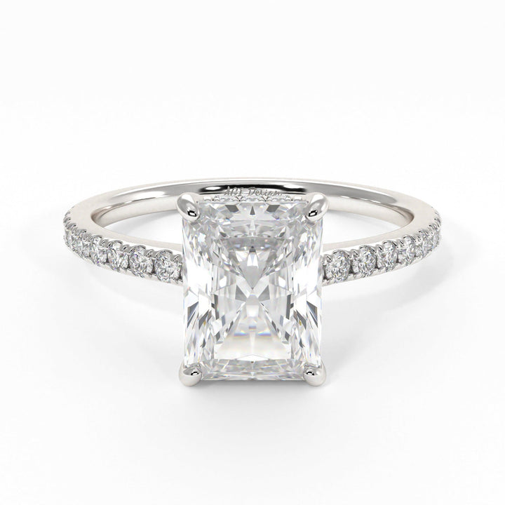 AGI Design Doris Radiant/Emerald Lab Created Diamond Engagement Ring