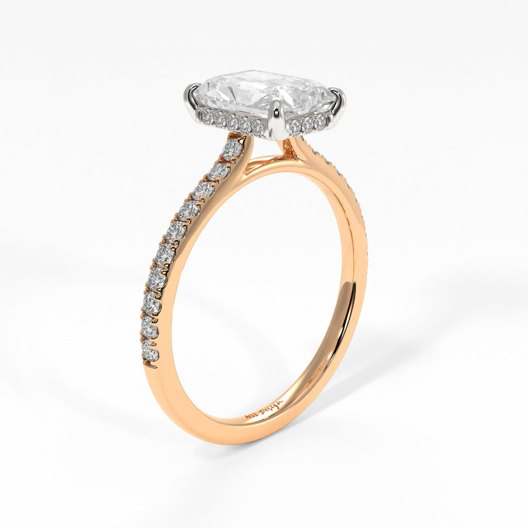 AGI Design Doris Radiant/Emerald Lab Created Diamond Engagement Ring