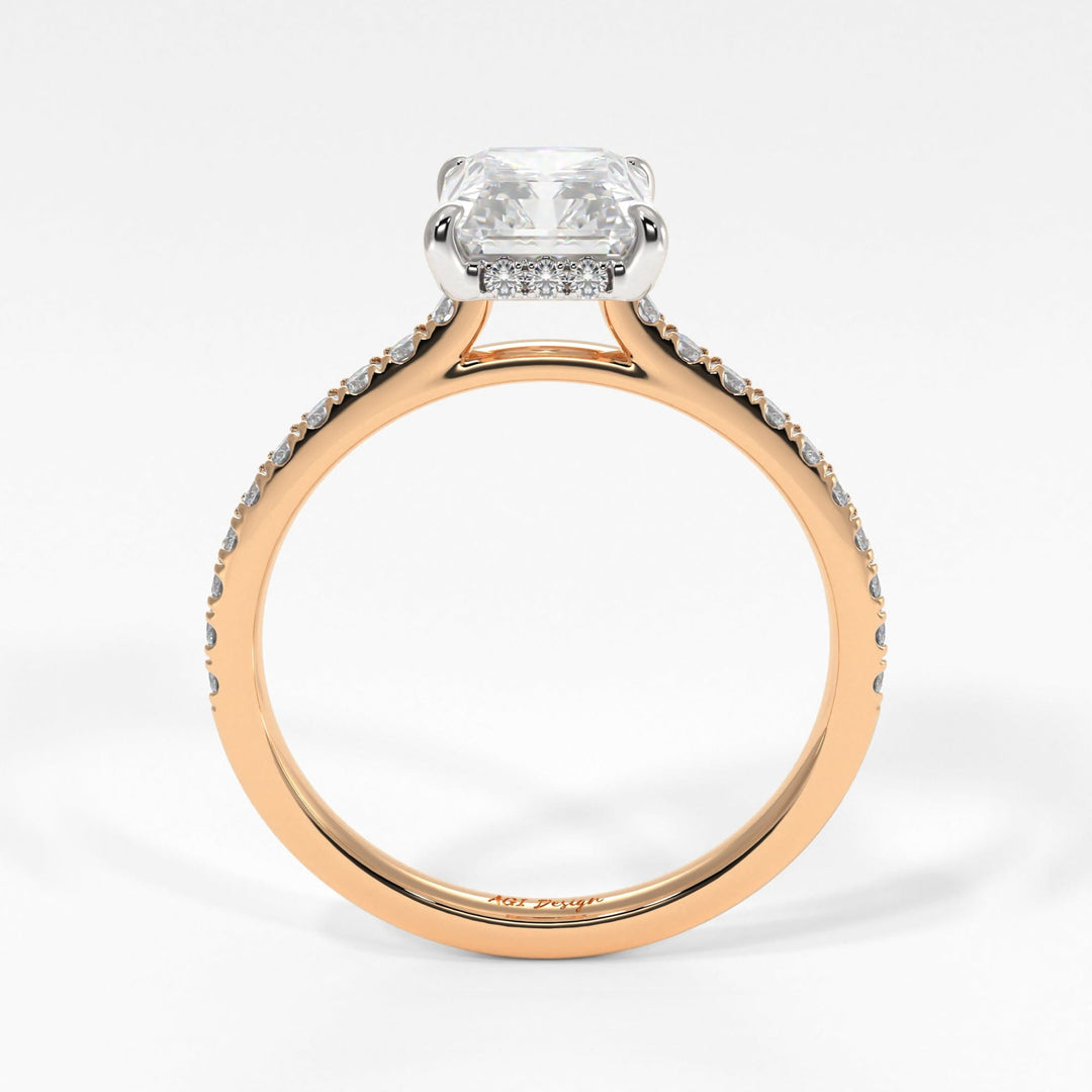AGI Design Doris Radiant/Emerald Lab Created Diamond Engagement Ring