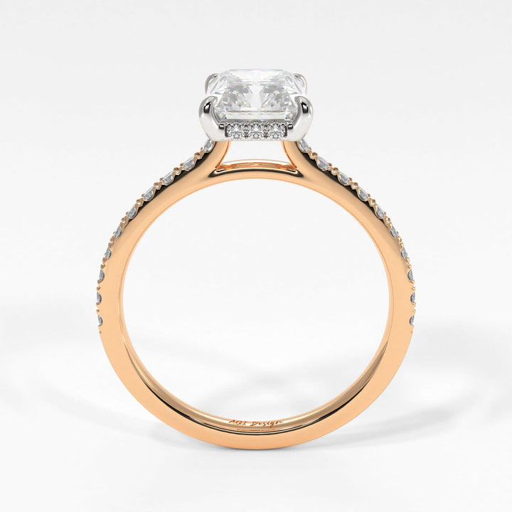 AGI Design Doris Radiant/Emerald Lab Created Diamond Engagement Ring