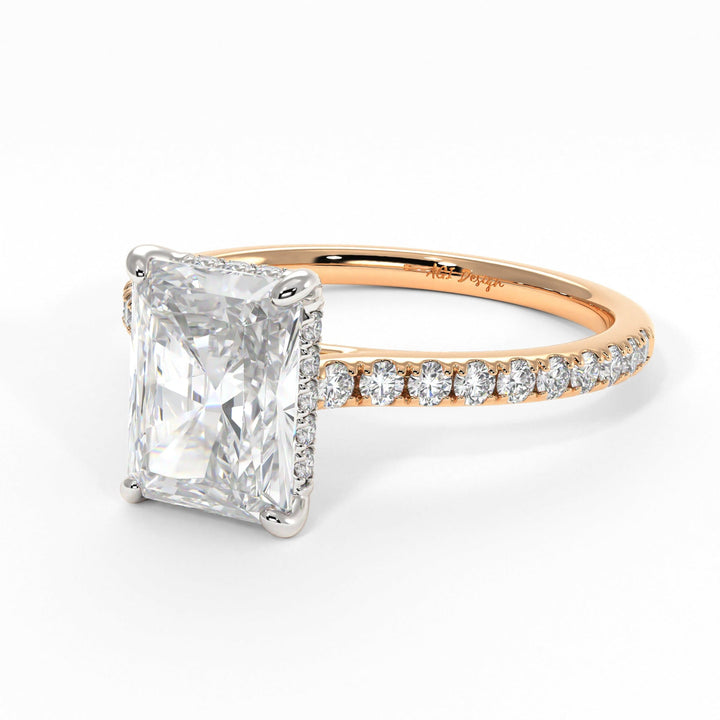 AGI Design Doris Radiant/Emerald Lab Created Diamond Engagement Ring