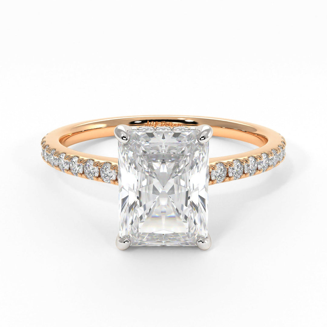 AGI Design Doris Radiant/Emerald Lab Created Diamond Engagement Ring