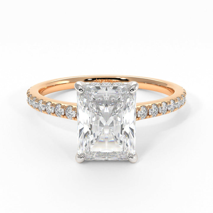 AGI Design Doris Radiant/Emerald Lab Created Diamond Engagement Ring