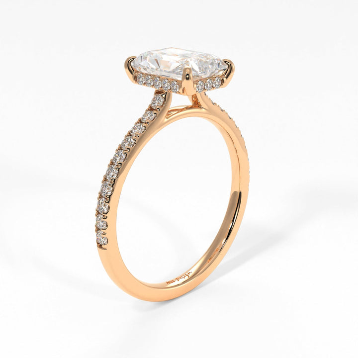 AGI Design Doris Radiant/Emerald Lab Created Diamond Engagement Ring