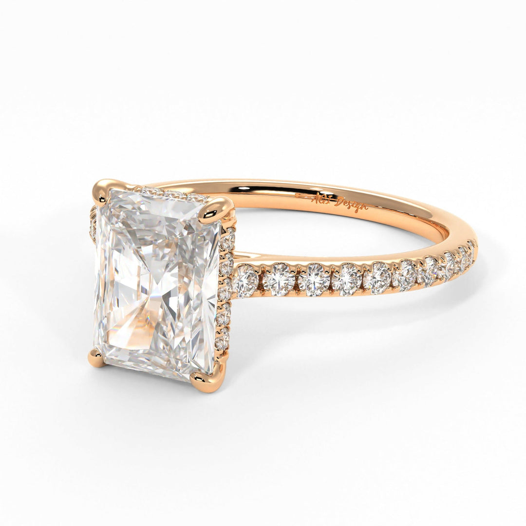 AGI Design Doris Radiant/Emerald Lab Created Diamond Engagement Ring