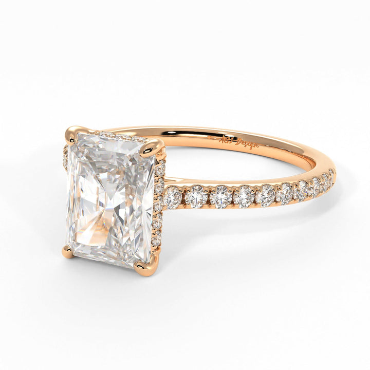 AGI Design Doris Radiant/Emerald Lab Created Diamond Engagement Ring