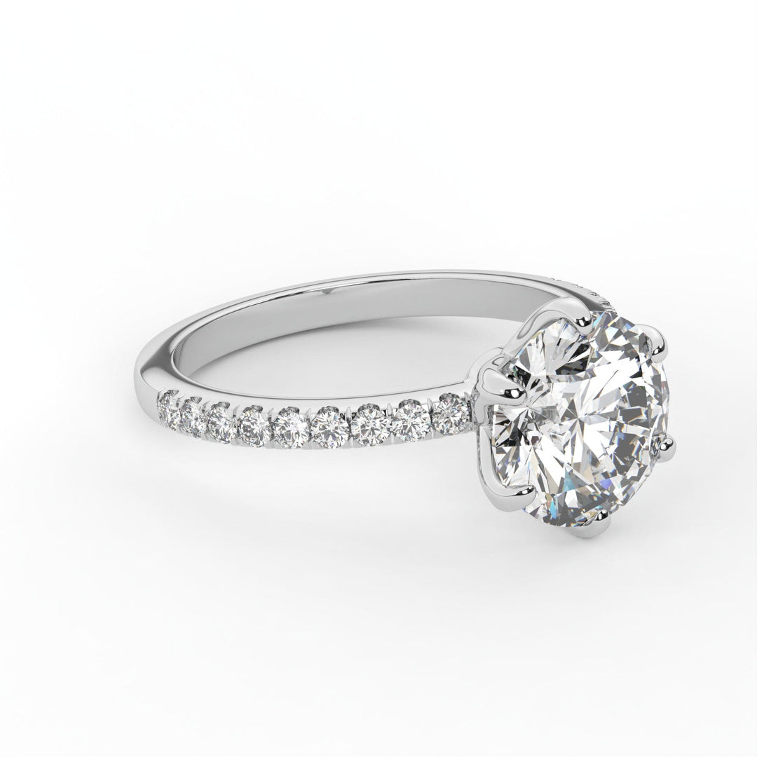 AGI Design Ella Round Lab Created Diamond Engagement Ring