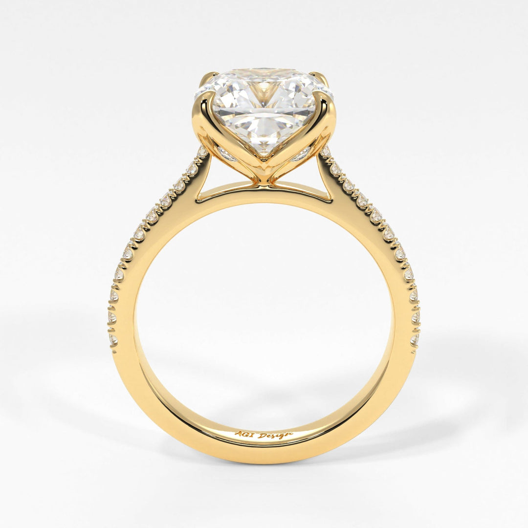 AGI Design Elsa Cushion Cut Lab Created Diamond Engagement Ring