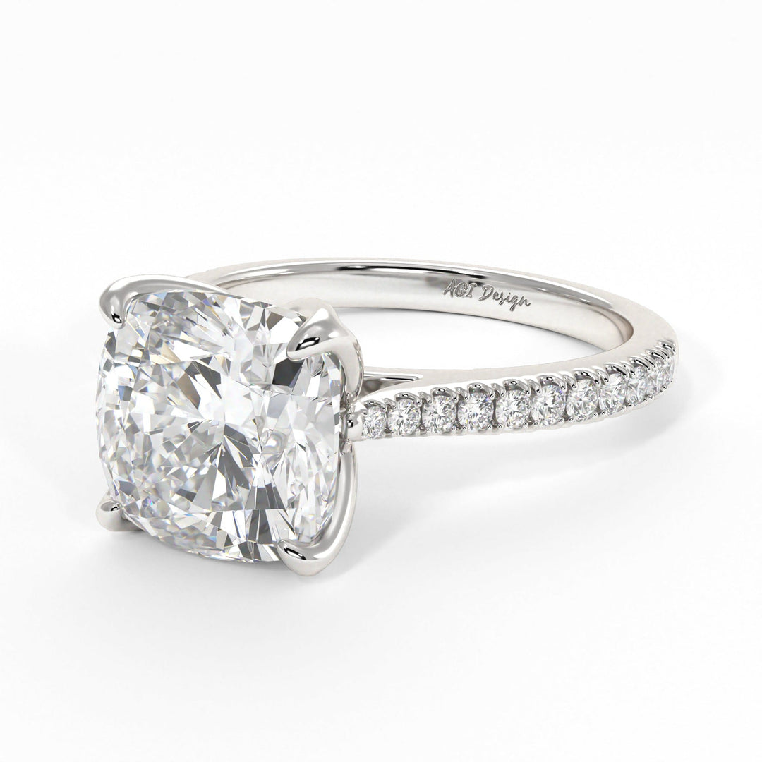 AGI Design Elsa Cushion Cut Lab Created Diamond Engagement Ring