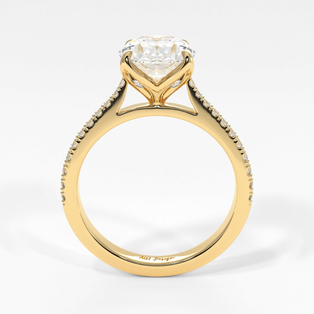 AGI Design Elsa Oval Lab Created Diamond Engagement Ring