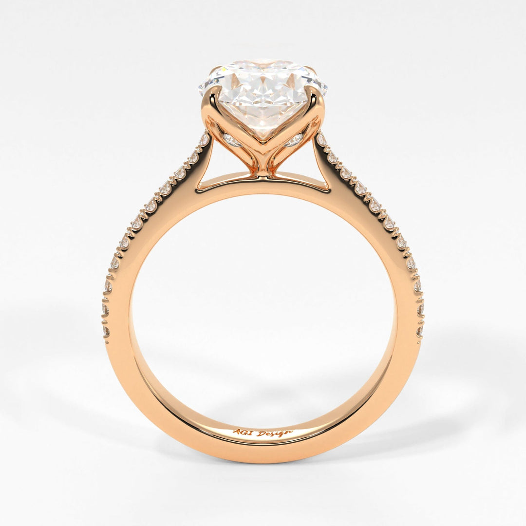 AGI Design Elsa Oval Lab Created Diamond Engagement Ring