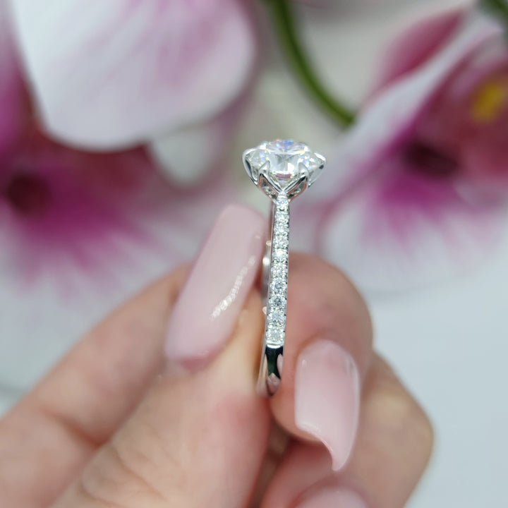 AGI Design Elsa Round Lab Created Diamond Engagement Ring