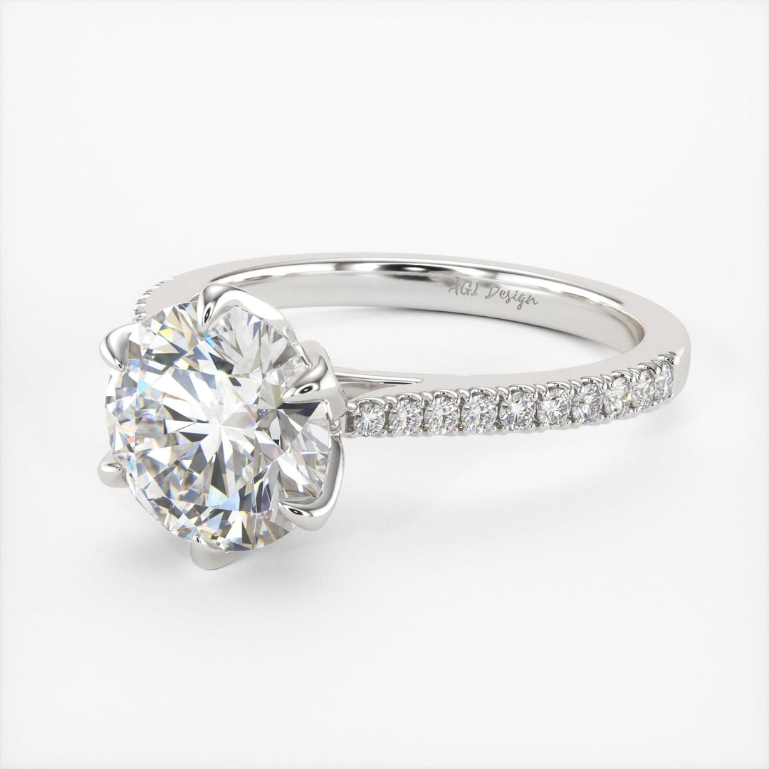 AGI Design Elsa Round Lab Created Diamond Engagement Ring