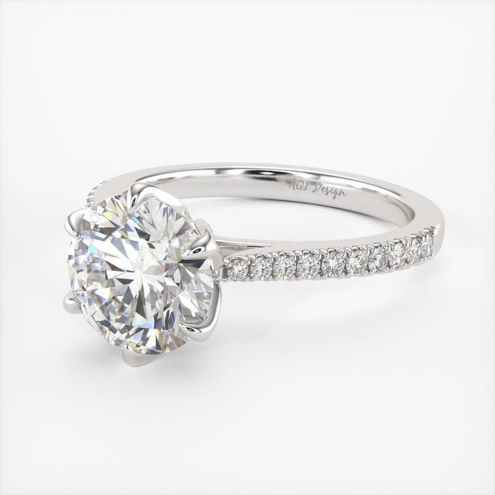 AGI Design Elsa Round Lab Created Diamond Engagement Ring
