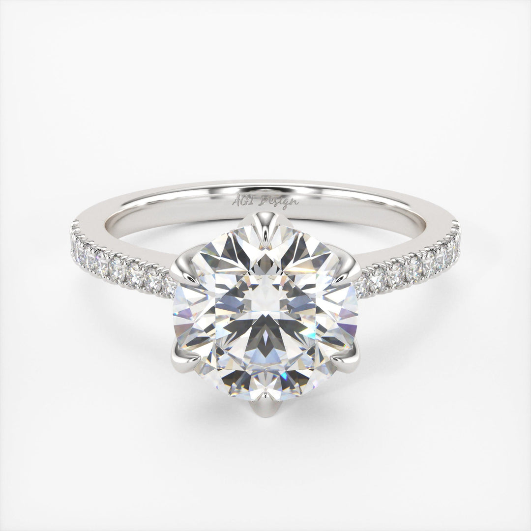 AGI Design Elsa Round Lab Created Diamond Engagement Ring