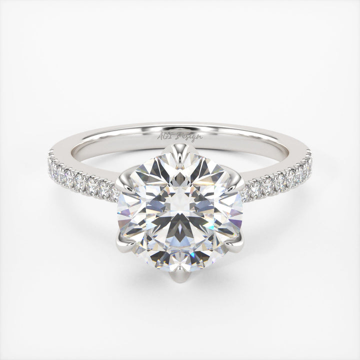 AGI Design Elsa Round Lab Created Diamond Engagement Ring