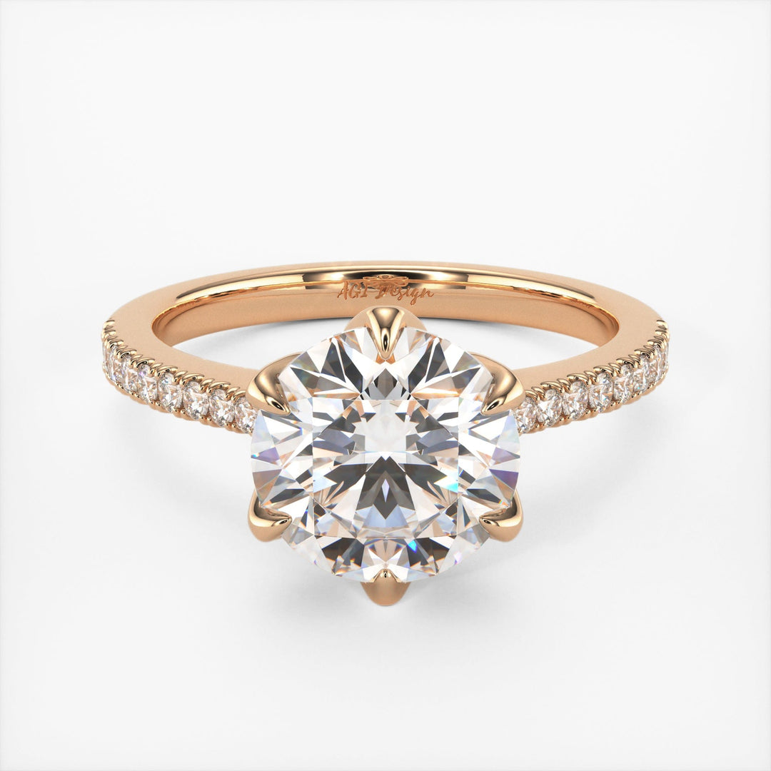 AGI Design Elsa Round Lab Created Diamond Engagement Ring