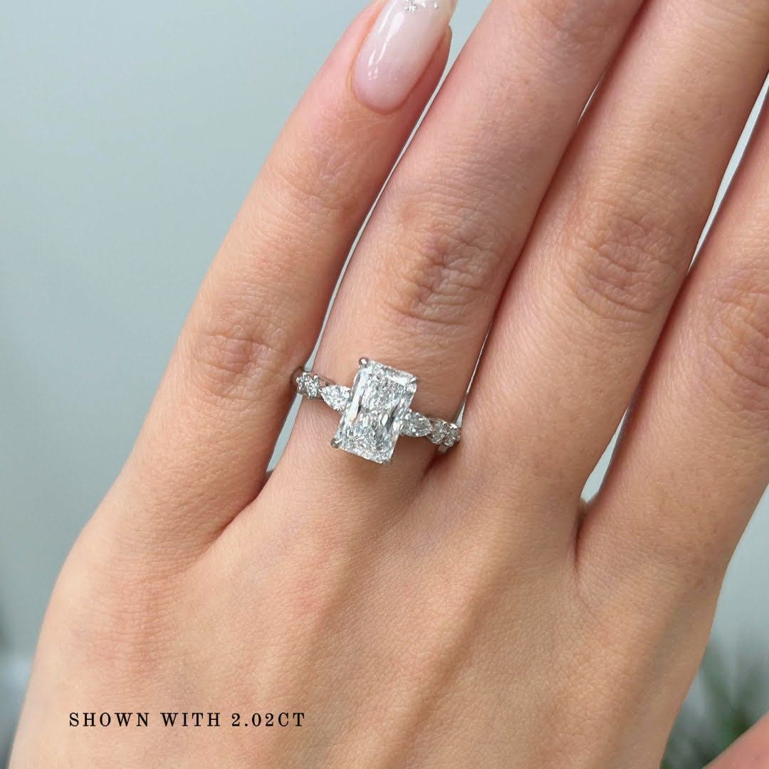 AGI Design Emma Radiant/Emerald Lab Created Diamond Engagement Ring