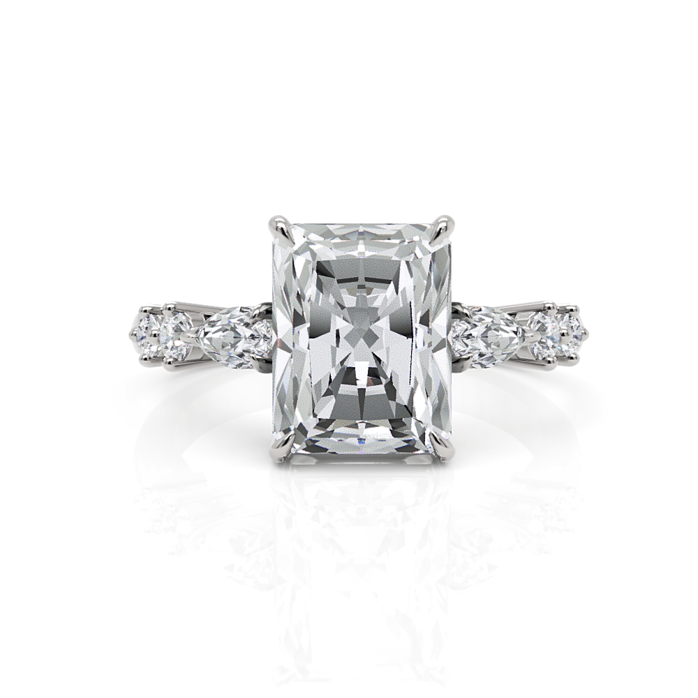AGI Design Emma Radiant/Emerald Lab Created Diamond Engagement Ring