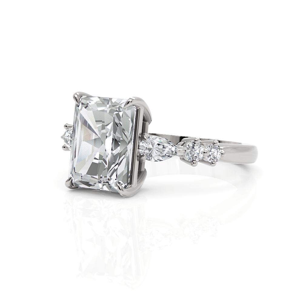 AGI Design Emma Radiant/Emerald Lab Created Diamond Engagement Ring