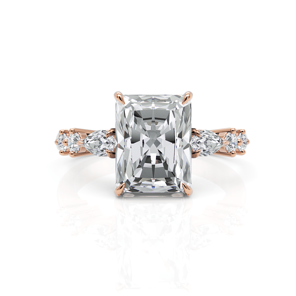 AGI Design Emma Radiant/Emerald Lab Created Diamond Engagement Ring