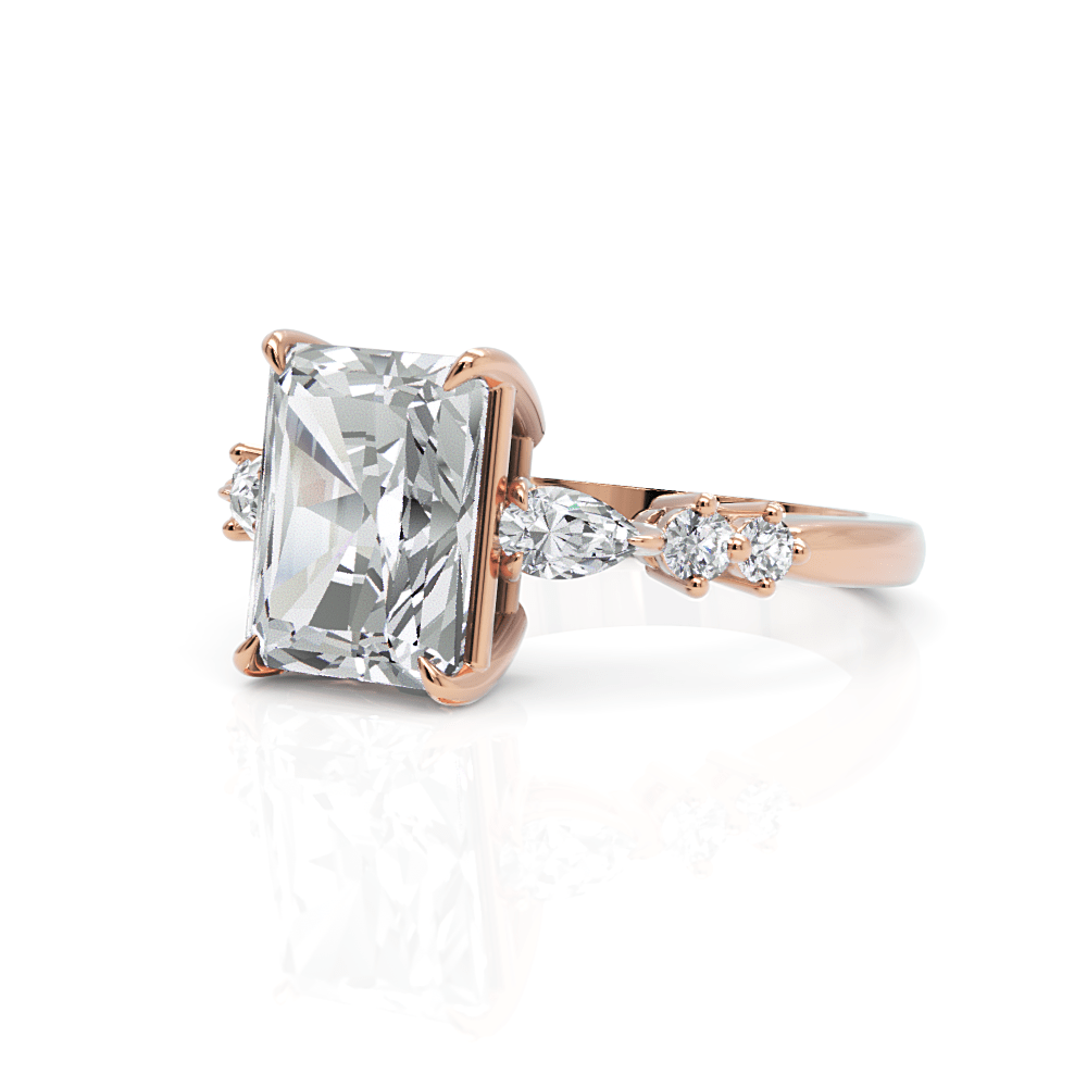 AGI Design Emma Radiant/Emerald Lab Created Diamond Engagement Ring