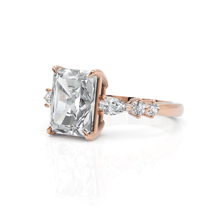 AGI Design Emma Radiant/Emerald Lab Created Diamond Engagement Ring