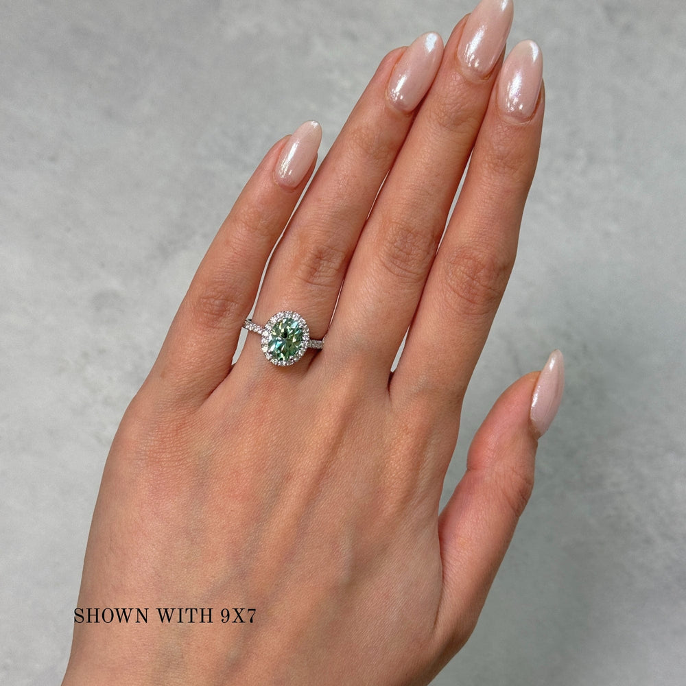 AGI Design Emory Oval Aqua-Teal Moissanite Engagement Ring