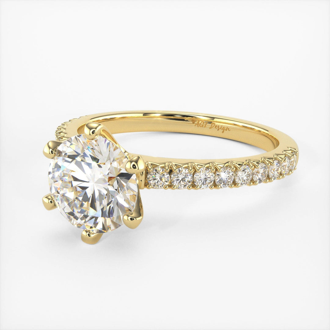 AGI Design Fiona Round Lab Created Diamond Engagement Ring