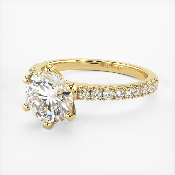 AGI Design Fiona Round Lab Created Diamond Engagement Ring