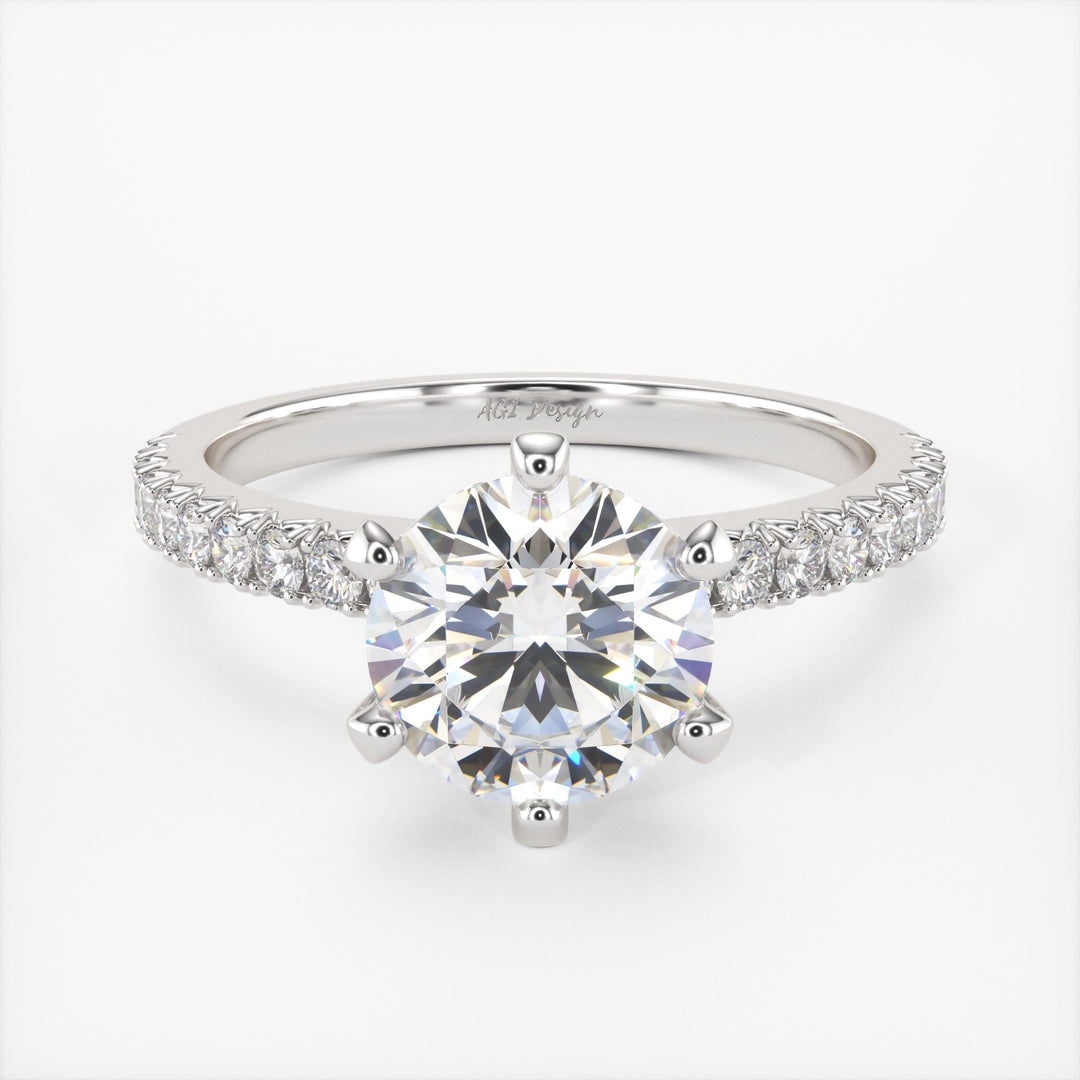 AGI Design Fiona Round Lab Created Diamond Engagement Ring