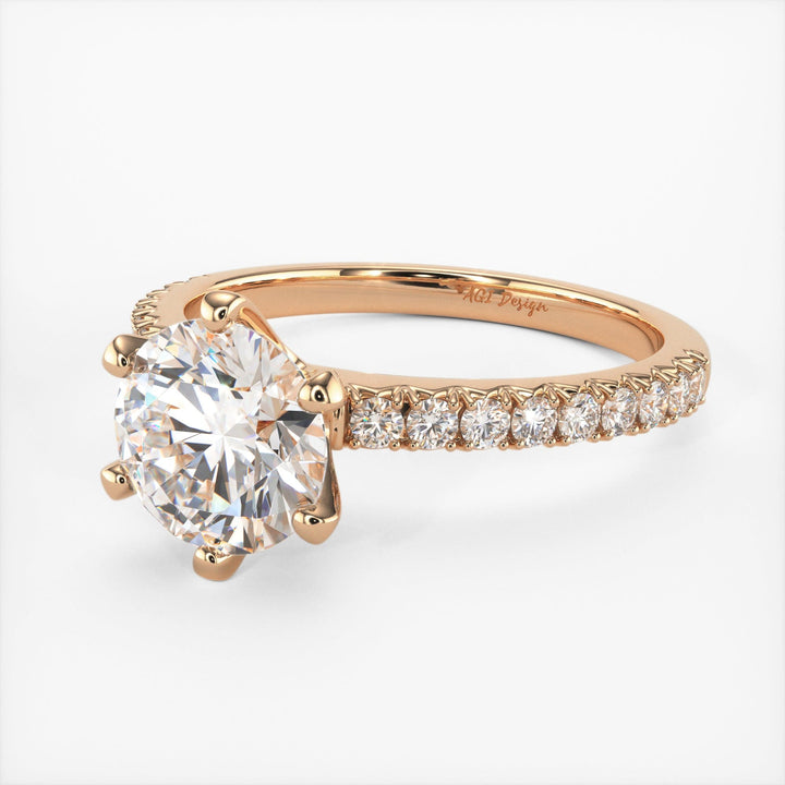 AGI Design Fiona Round Lab Created Diamond Engagement Ring