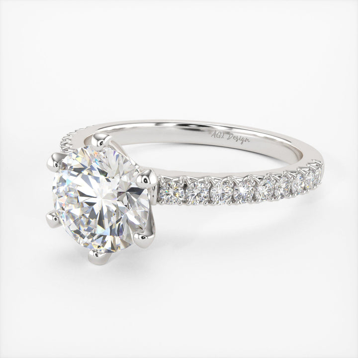 AGI Design Fiona Round Lab Created Diamond Engagement Ring