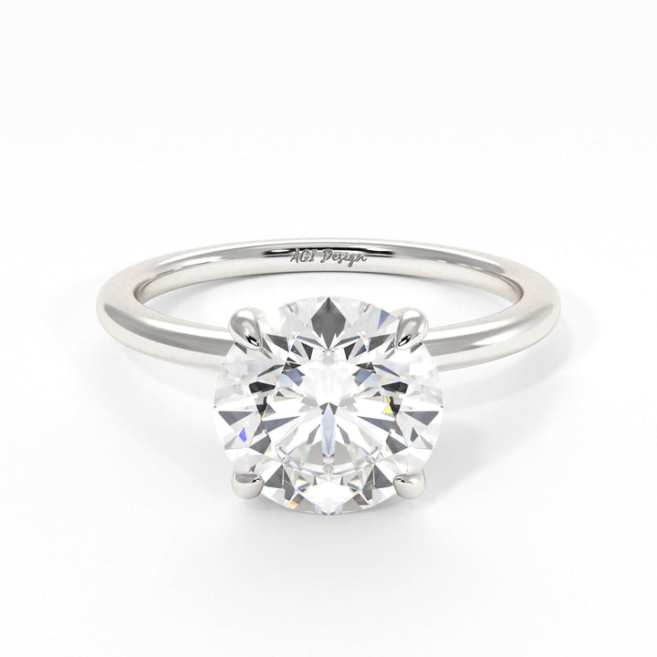 AGI Design Grace Round Lab Created Diamond Engagement Ring