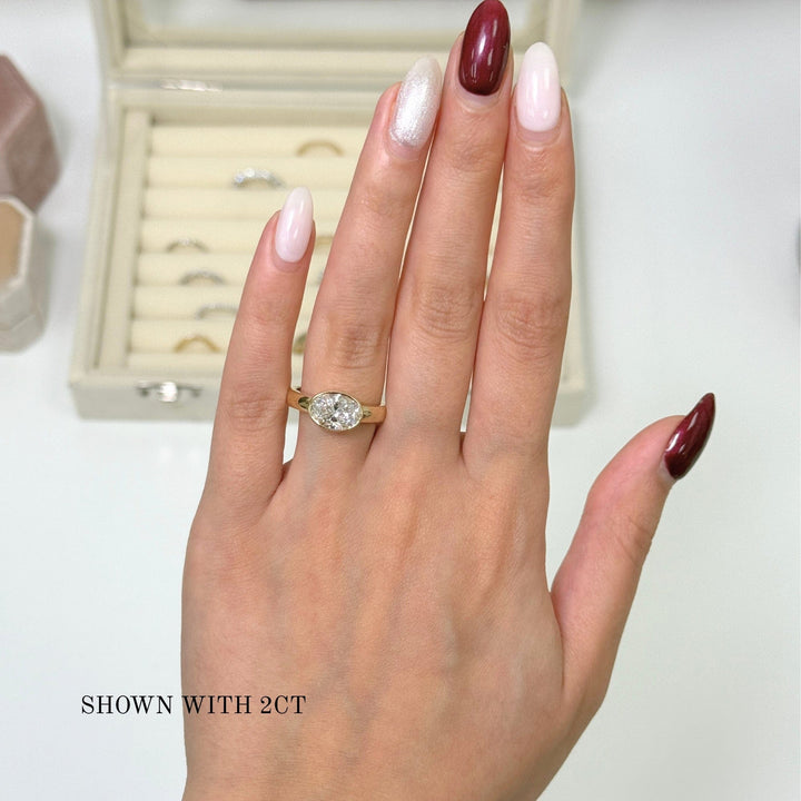 AGI Design Harmony Oval  Lab Created Diamond East West Bezel Engagement Ring