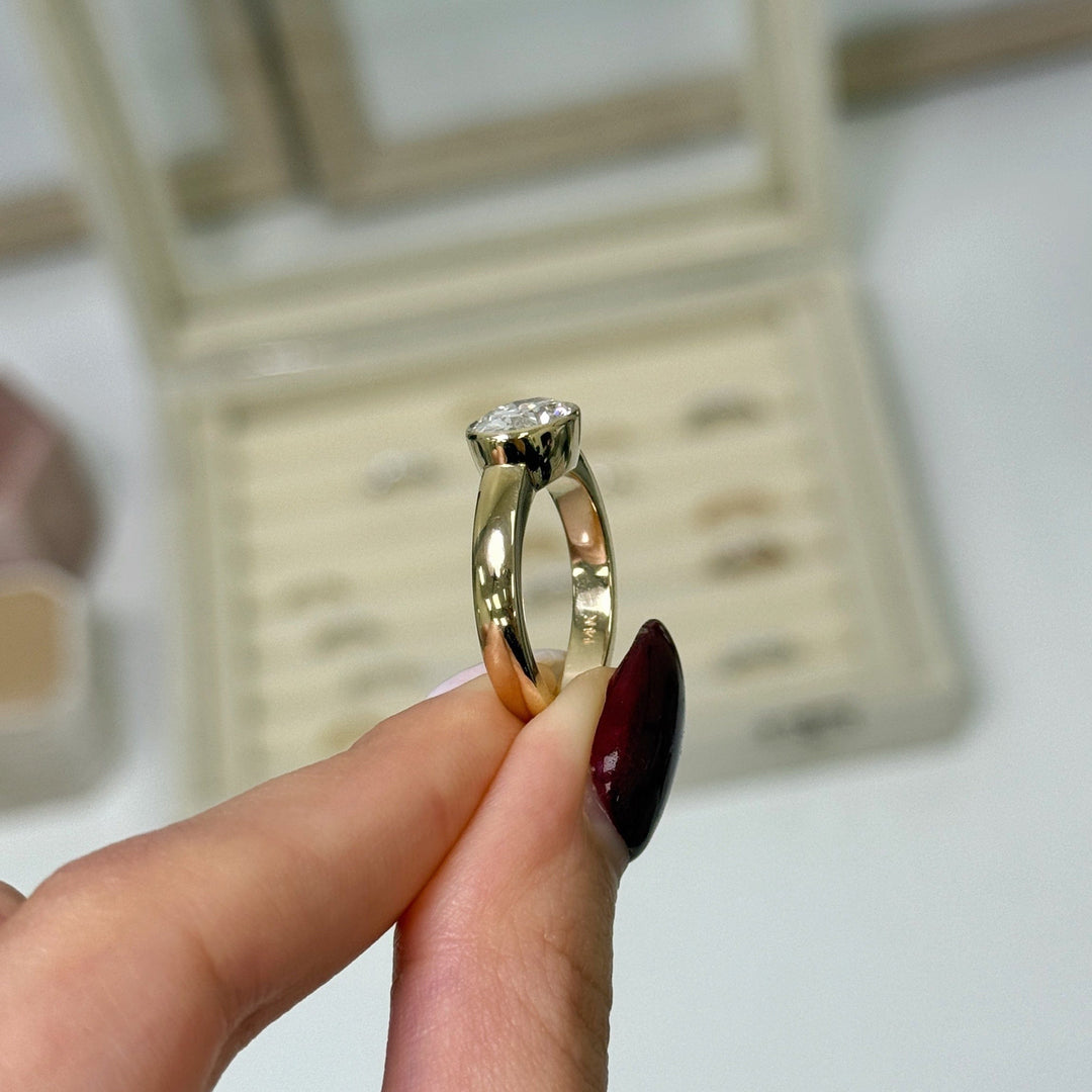 AGI Design Harmony Oval  Lab Created Diamond East West Bezel Engagement Ring