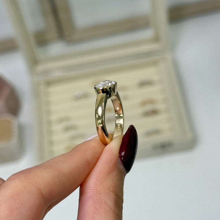 AGI Design Harmony Oval  Lab Created Diamond East West Bezel Engagement Ring