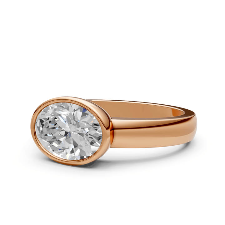 AGI Design Harmony Oval  Lab Created Diamond East West Bezel Engagement Ring