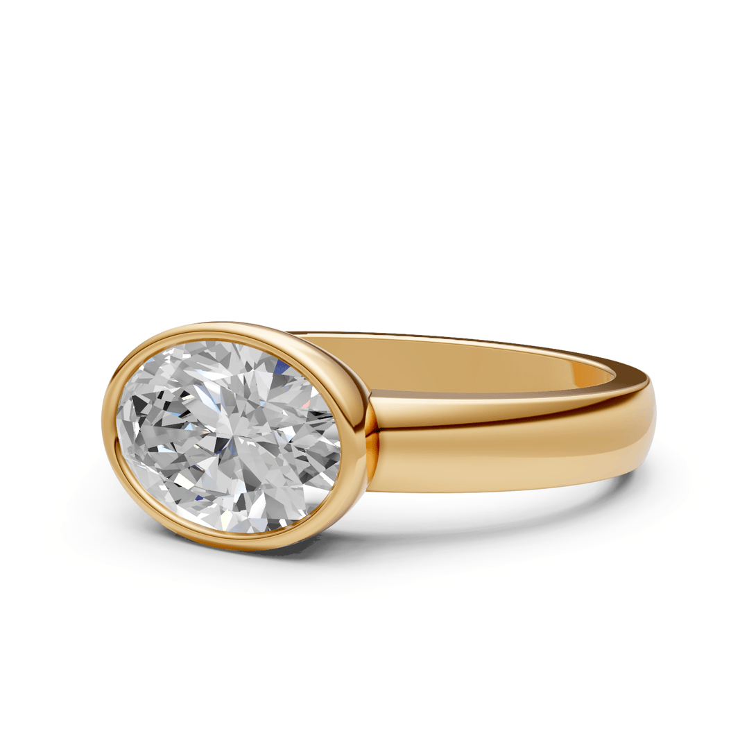 AGI Design Harmony Oval  Lab Created Diamond East West Bezel Engagement Ring