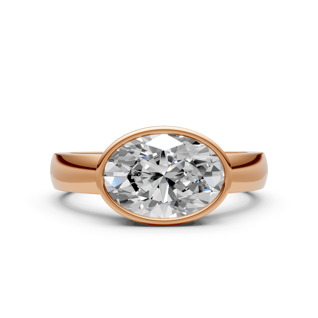 AGI Design Harmony Oval  Lab Created Diamond East West Bezel Engagement Ring